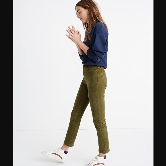 Madewell Classic Straight Jeans: Corduroy Edition Green 25 - Picture 2 of 8